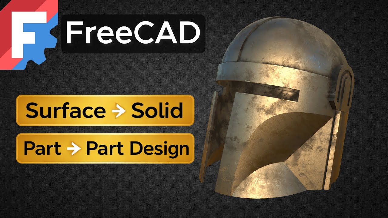 From Surface to Solid in FreeCAD | Part → Part Design (Create a Helmet)