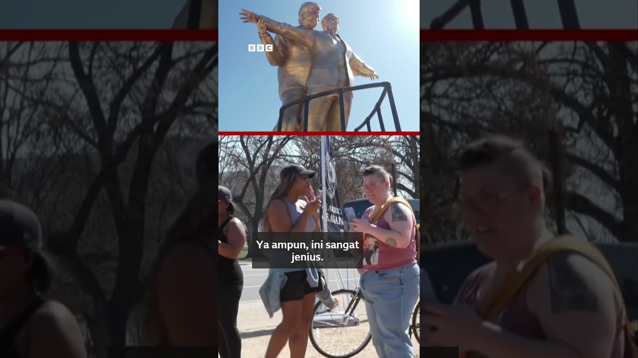 Trump-Epstein statue in Titanic style pose #shorts