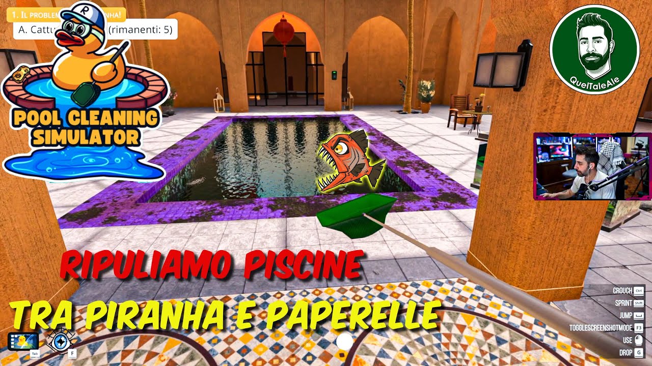 Pool Cleaning Simulator - Gameplay ITA - PIRANHA E PAPERELLE NELLE PISCINE DEI CLIENTI
