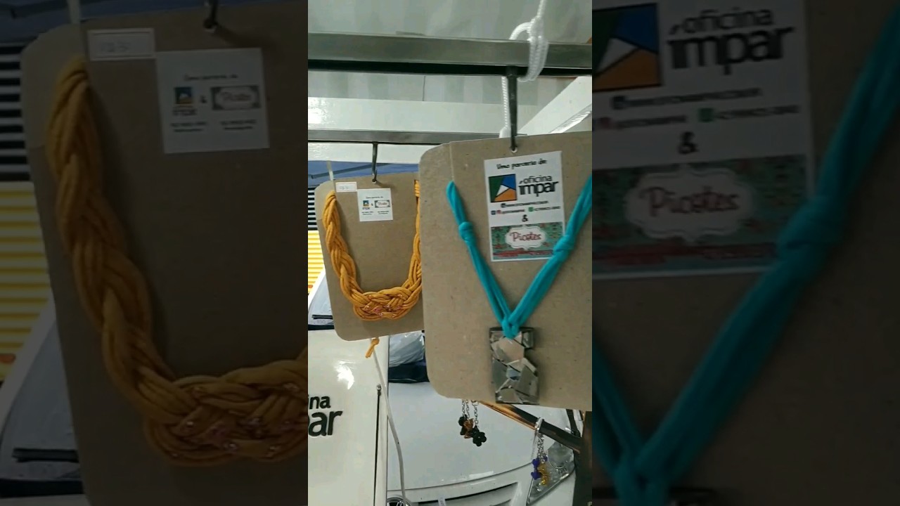 MAXI COLARES de MACRAM&Ecirc; com pedras em RESINA