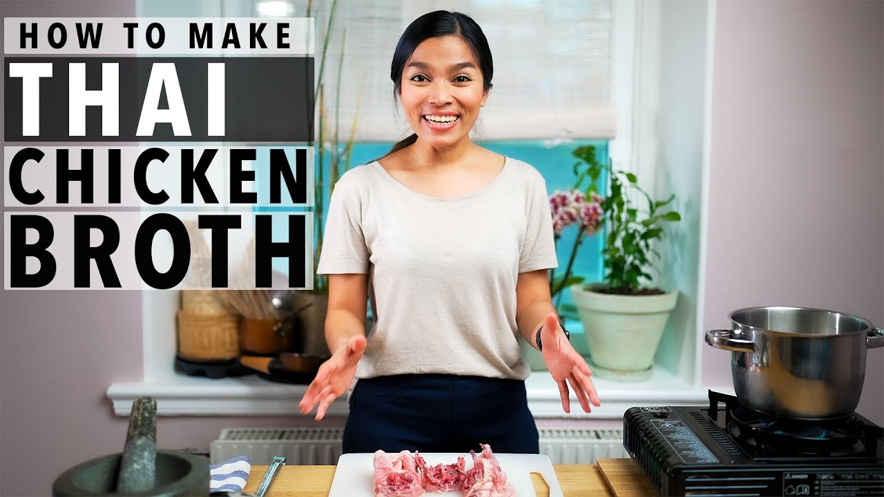 How To Make Thai Chicken broth | Nam Stock Gai  | น้ำสต็อกไก่ | Authentic Recipe #68