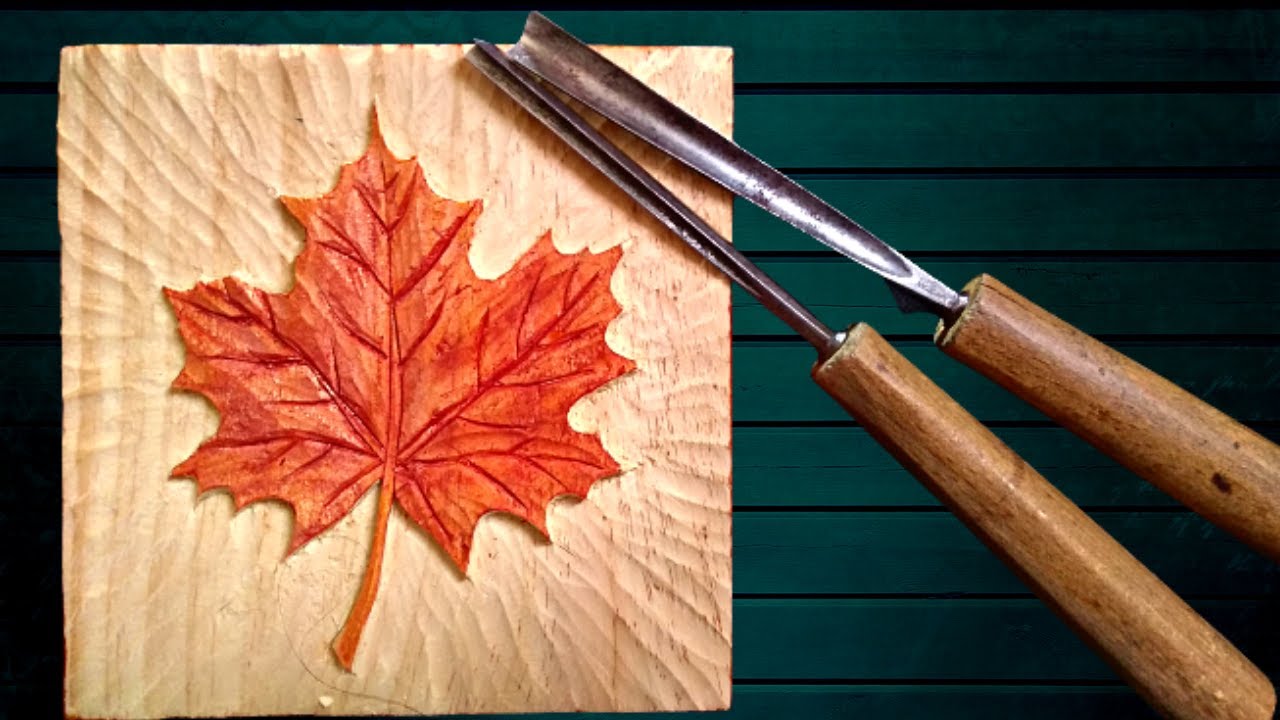 🍁 Como TALLAR una HOJA de ARBOL en MADERA, bajo relieve TALLADO EN MADERA [ WOODCARVING ]