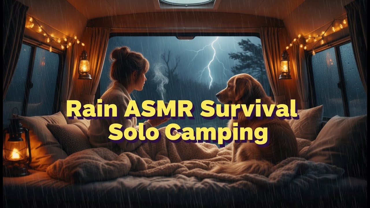 Solo Female Van Life: Stealth Camping in Heavy Rain Storm ⛈️ Ultra Cozy Survival ASMR with Dog