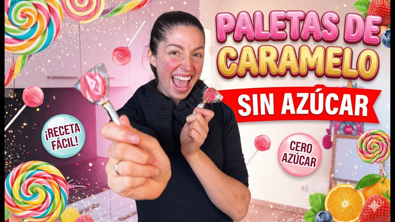 Paletas de caramelo SIN AZÚCAR refinada 🍭 receta fácil ✅ 👩🏻‍🍳