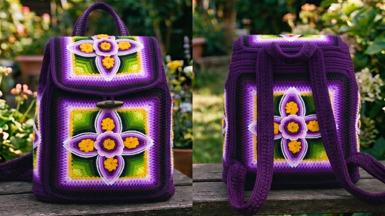 VUELTA 19 del cuadrado de colores tejido a crochet N° 78 para colchas y cojines de Milagros Ena 