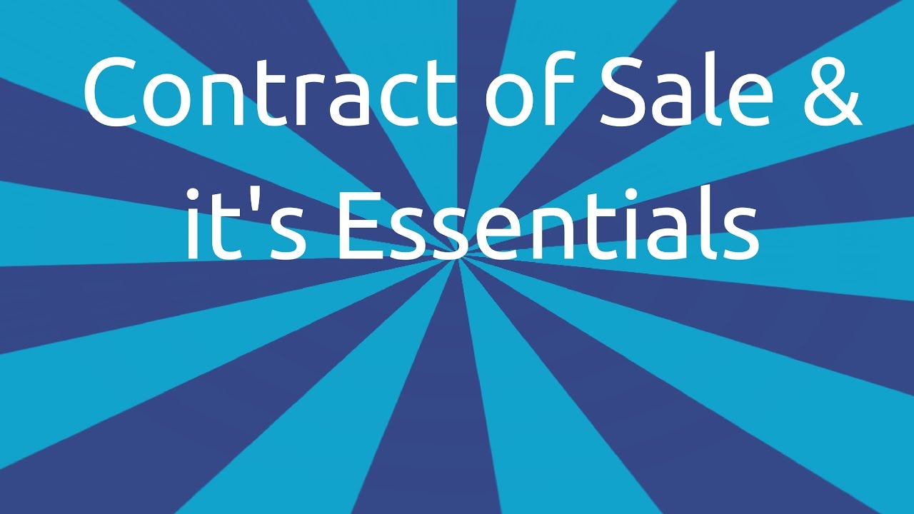 Contract of Sale & it's Essentials | Formation of the Contract of Sale | CA CPT |CS & CMA Foundation