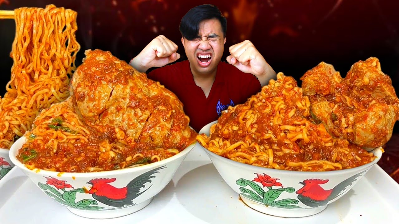 MUKBANG BAKMIE YAMIN BANJIR SAMBAL + BAKSO RUSUK IGA URAT GRENJEL TETELAN PEDAS