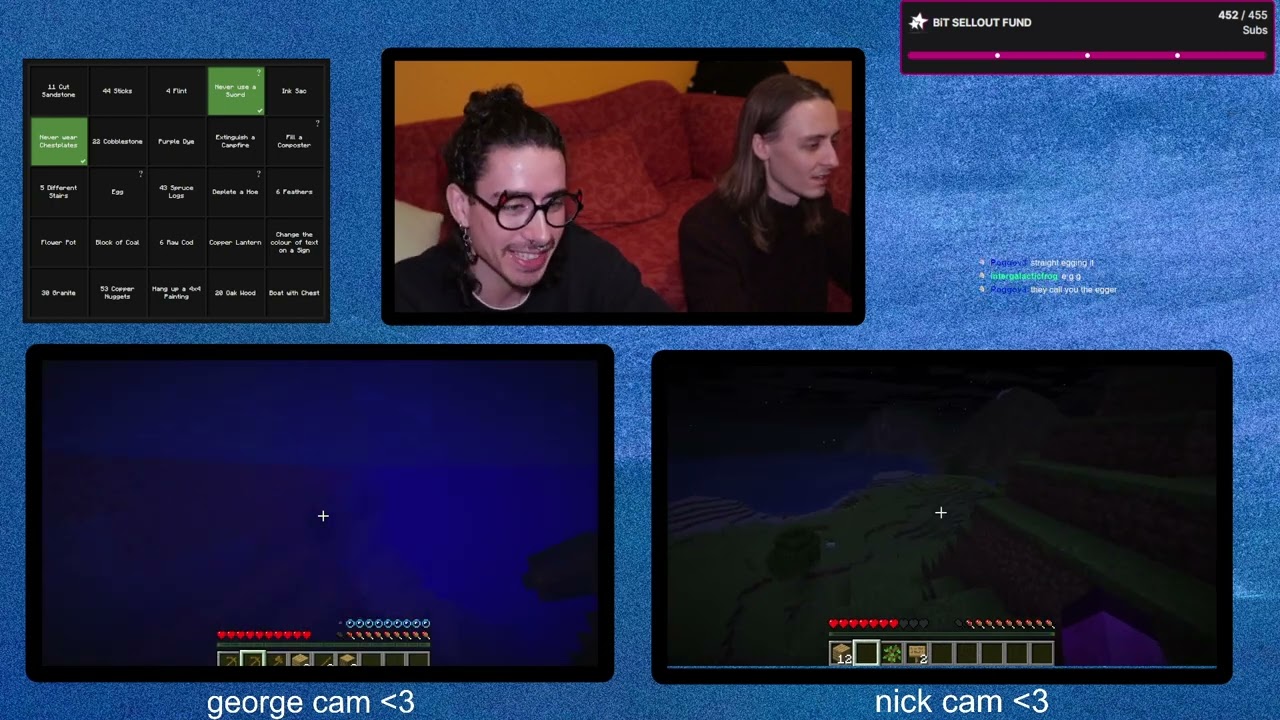 nick and george play minecraft bingo - bears in trees livestream