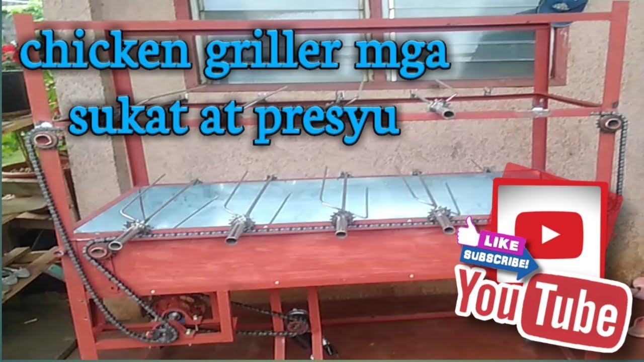 chicken griller at mga sukat at presyo Ng materials