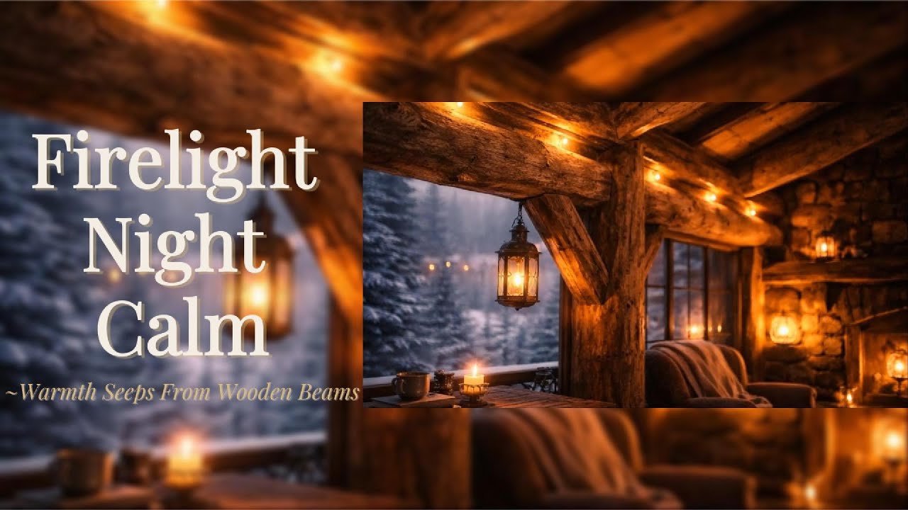 Crackling Fire Sounds to Relax at Night — Warmth Seeps From Wooden Beams