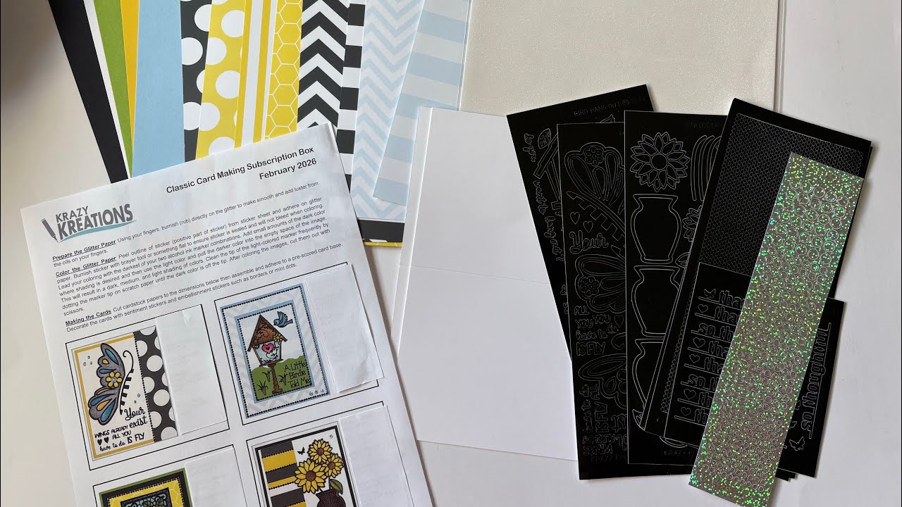 Krazy Kreations February 2026 monthly card kit #krazykreations 