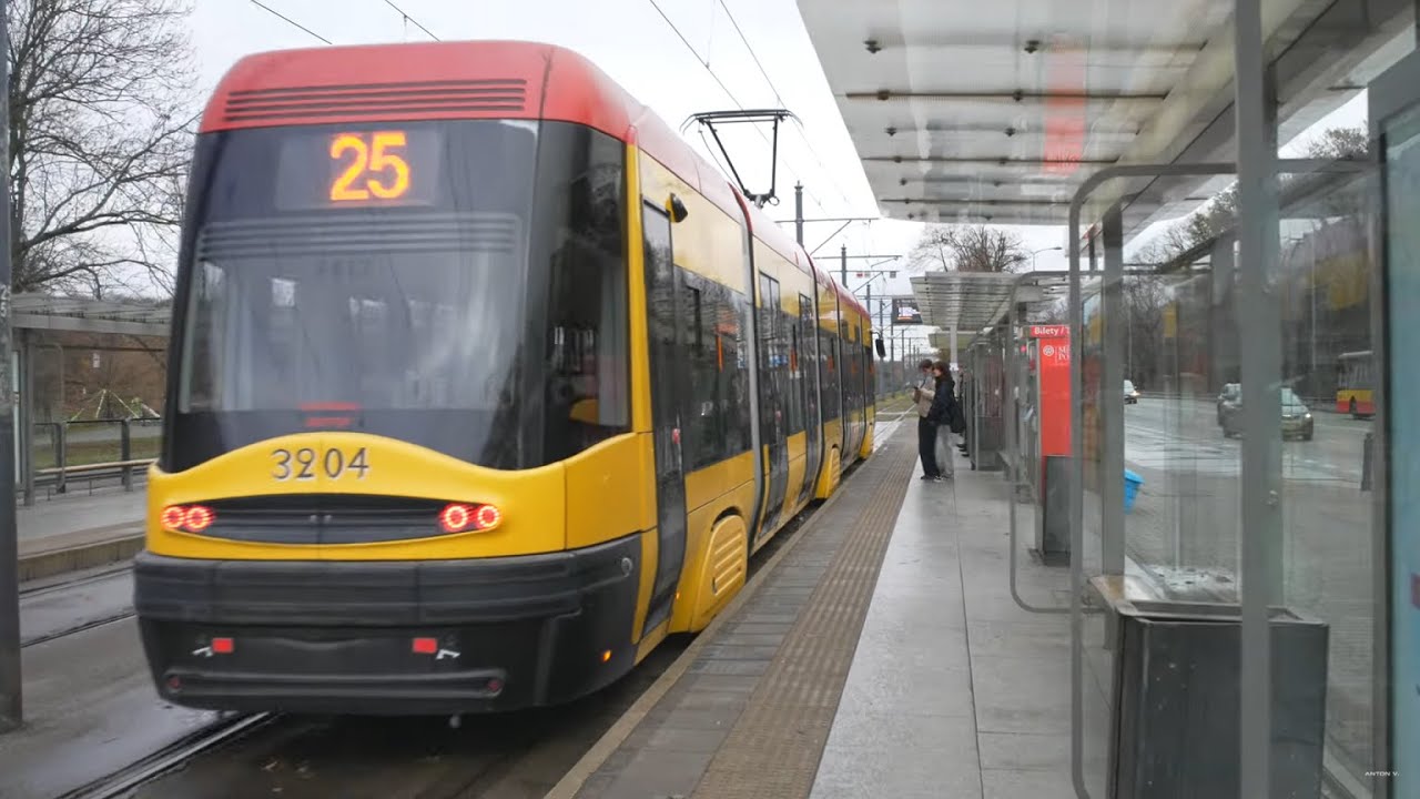 Poland, Warsaw, tram 25 ride from Rondo Waszyngtona to Bródnowska