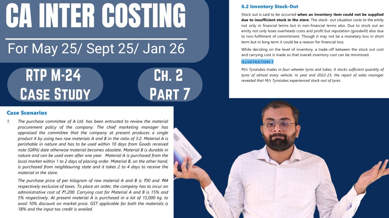 Inventory Stock-out | Case Scenario based MCQs of Material Cost | May 25/ Sep 25/ Jan 26 | Part 7