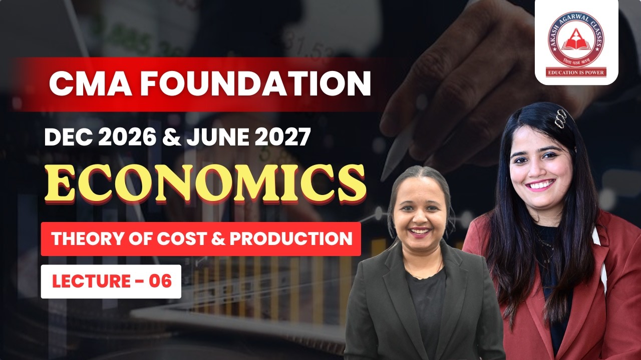 CMA Foundation Free Lectures | Economics | Theory Of Cost & Production Part 6 | June & Dec 26