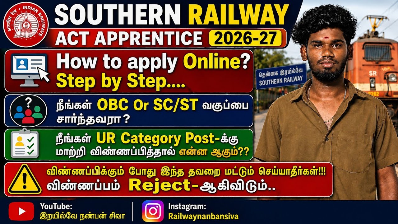 How to Apply For Southern Railway Act Apprentice 2026-27 | Step by Step | A to Z  | Education | Age