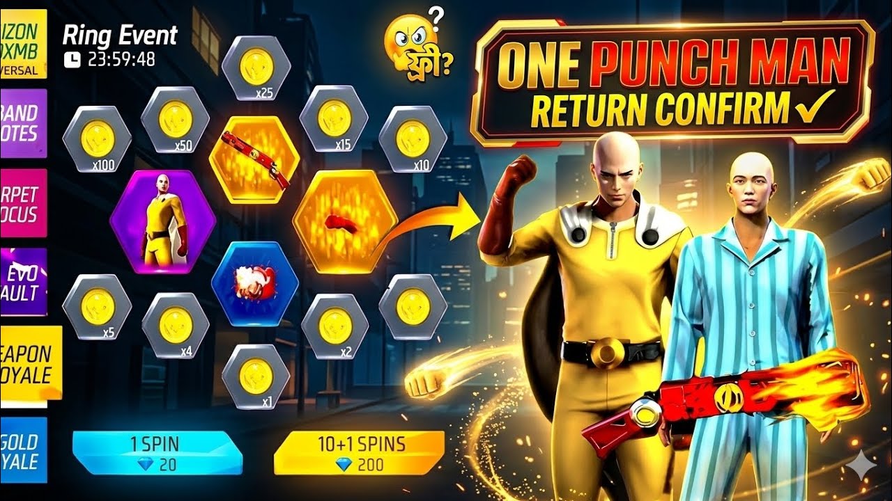 One Punch Man Bundles Return🌹🤯 | One punch man m1887 return | free fire x one punch man 