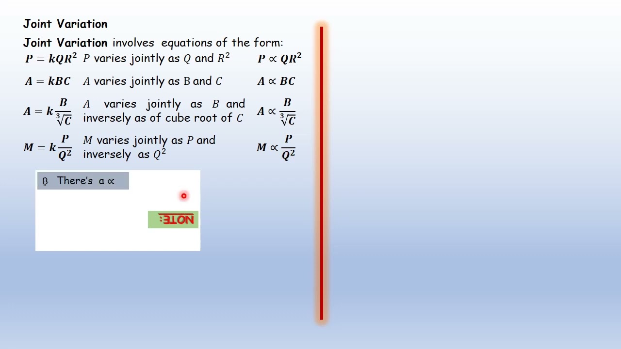 FORMULAE & VARIATIONS|JOINT VARIATIONS|DEFINITION
