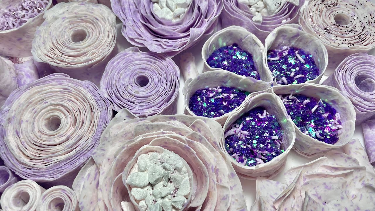 Purple Glitter Soap Flower Crushing ASMR 💎💜 | Satisfying Crunchy Soap Sounds | No Talking
