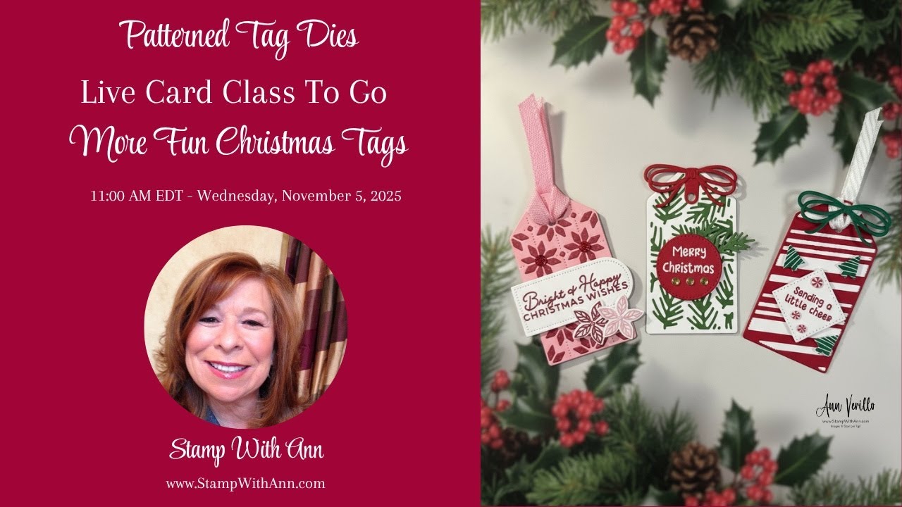 🔴 Stampin’ Up! Patterned Tag Festive Christmas Tags | Card Class To Go Live