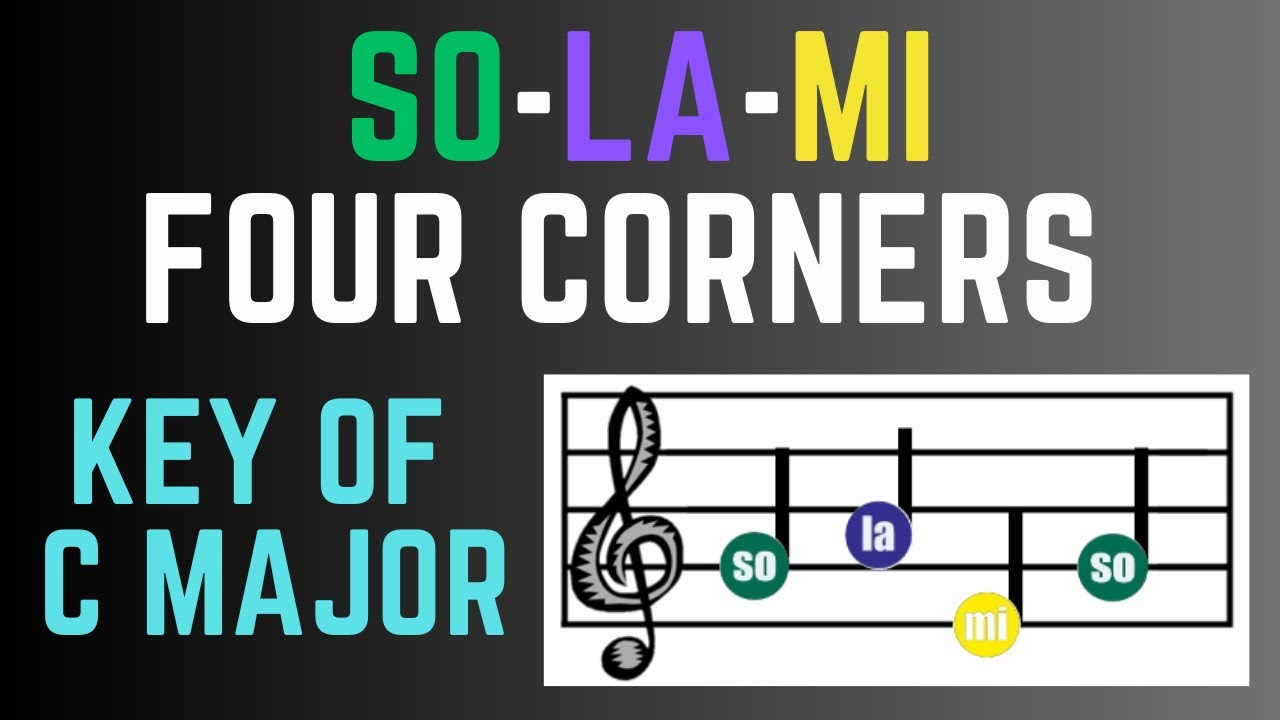 Solfege Four Corners - So, La, Mi (Colored Note Heads)