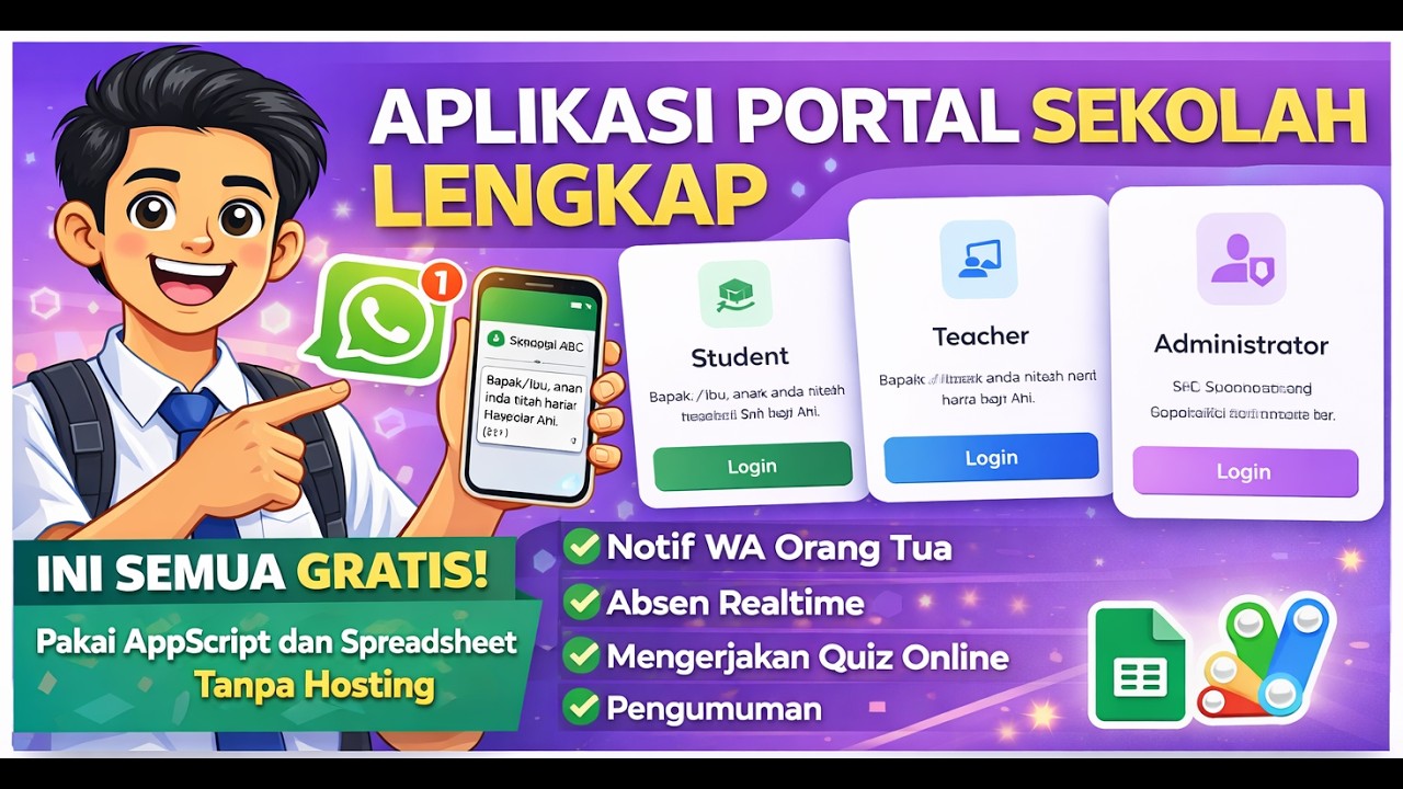 Satu Aplikasi Untuk Semua! Sistem Portal Sekolah | Fitur Jadwal, Kuis & Notif WA Absen ke Orang Tua