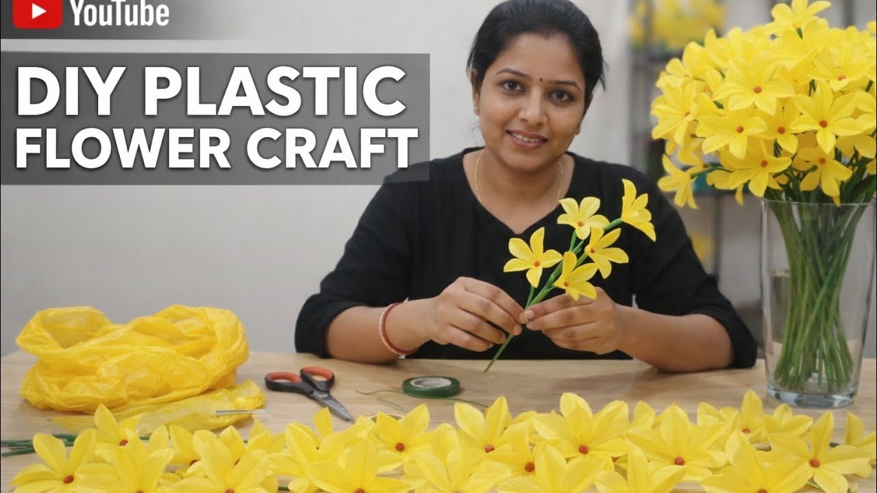 DIY Realistic Plastic Flower Making 🌼| Easy Plastic Cover Flower Tutorial |Waste Plastic Craft ideas