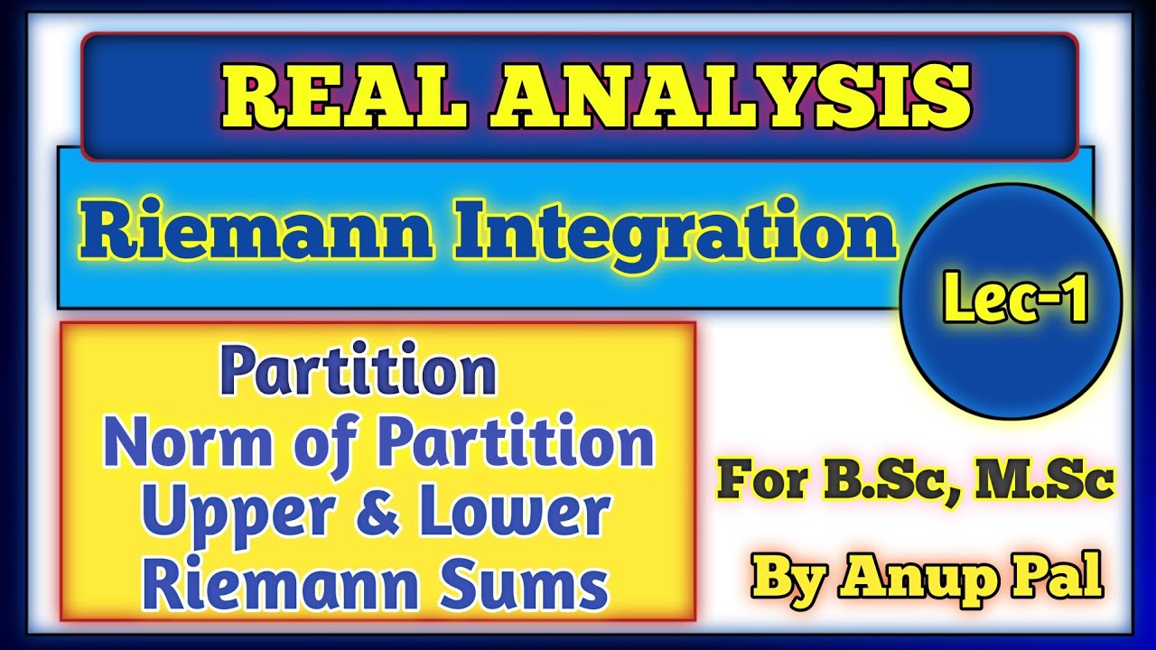 RIEMANN INTEGRATION | REAL ANALYSIS | LEC-1 | NORM OF PARTITION,  UPPER & LOWER RIEMANN  SUMS | B.Sc