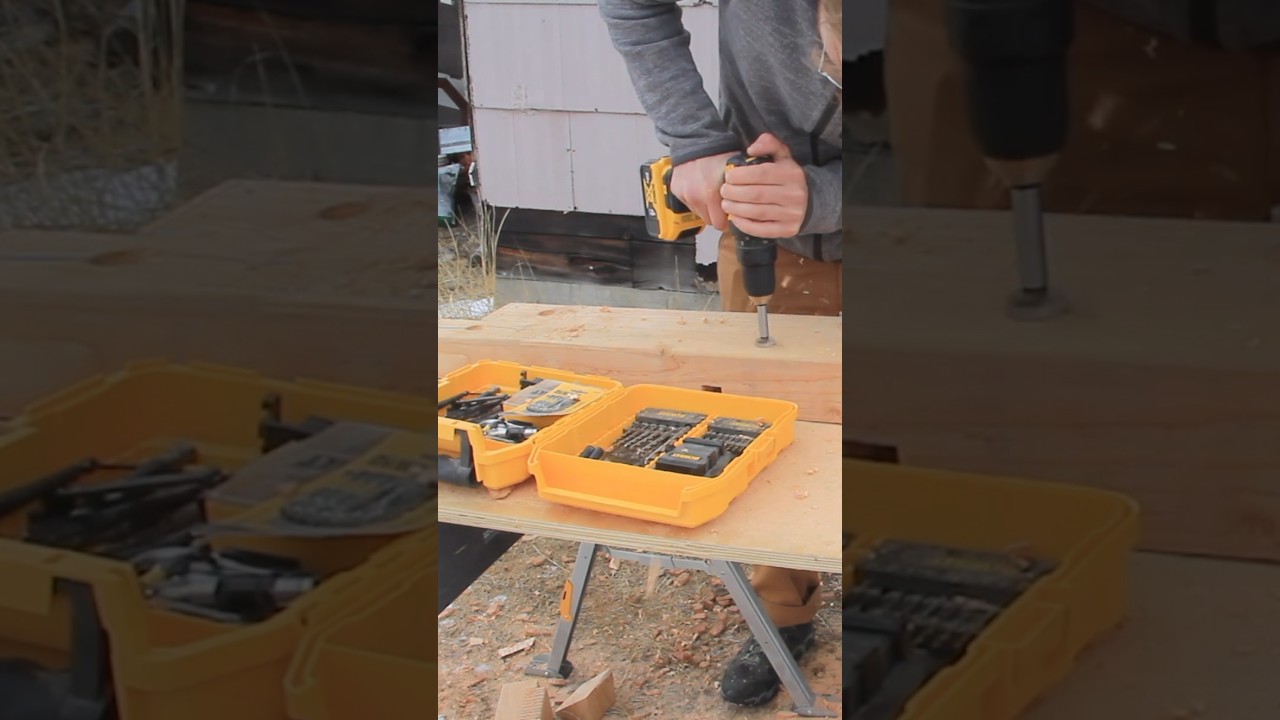 Pre drill holes for the lag bolts 🤓#predrilledholes #woodworkingtalk #buildsomethingcool #forstner