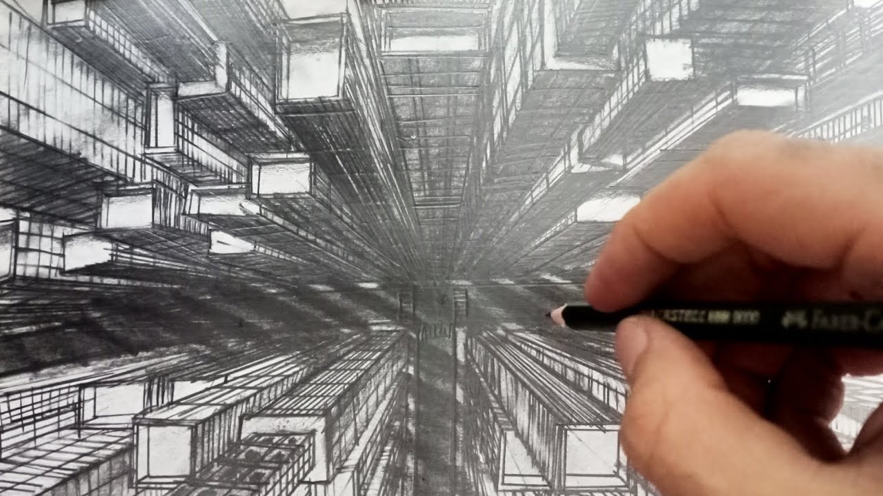 كيفية رسم مدينة | باستخدام منظور أحادى النقاط: خطوة بخطوة