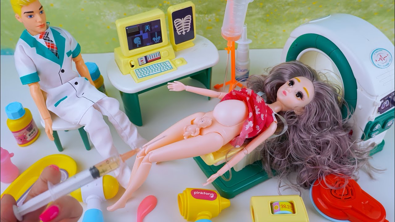 8 Minutes Satisfying Unboxing with Barbie Pregnant Woman Doctor Toys, Ambulance Doctor Playset ASMR