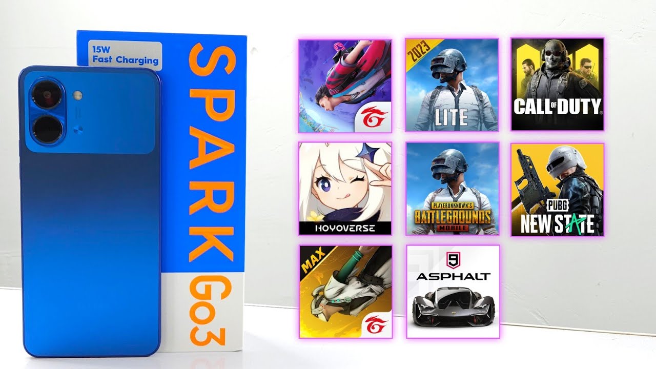 Tecno SPARK GO 3 8+ Games Test - PUBG/Free Fire/Genshin Impact/PUBG New State/Asphalt 9