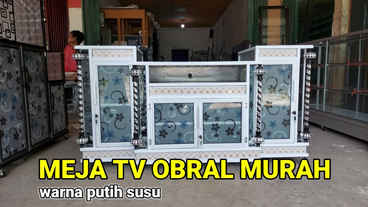 meja TV di obral murah warna putih susu