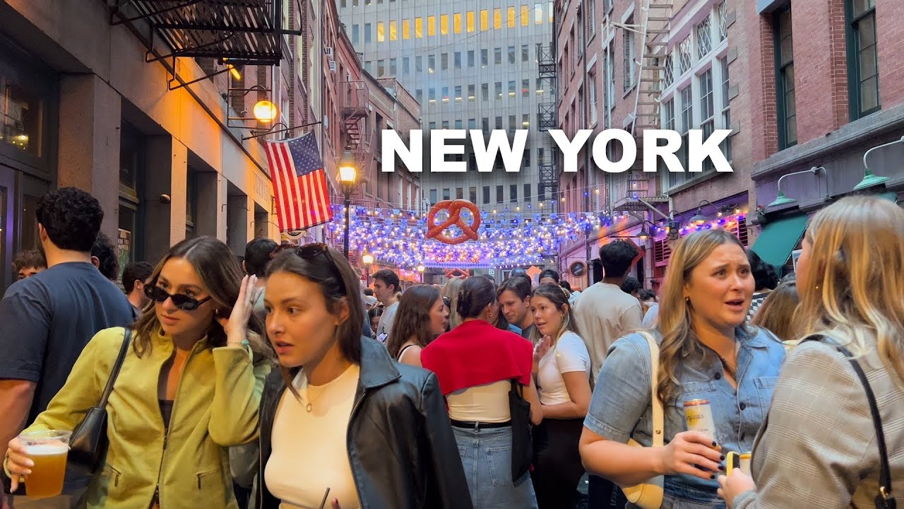 New York City Virtual Walking Tour 4K NYC Oktoberfest 2024 Stone Street Downtown Manhattan