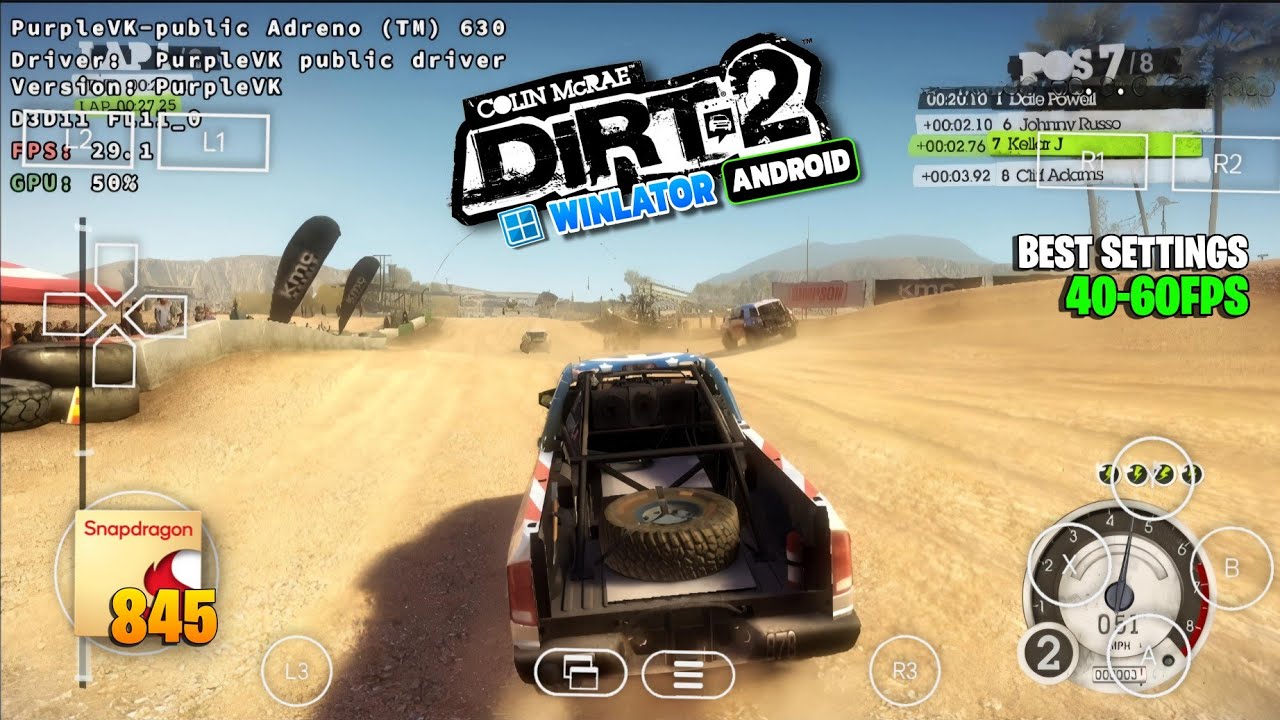 Colin McRae Dirt 2 (PC) on Android Gameplay Winlator (Windows Emulator) | Tested on Snapdragon 845!