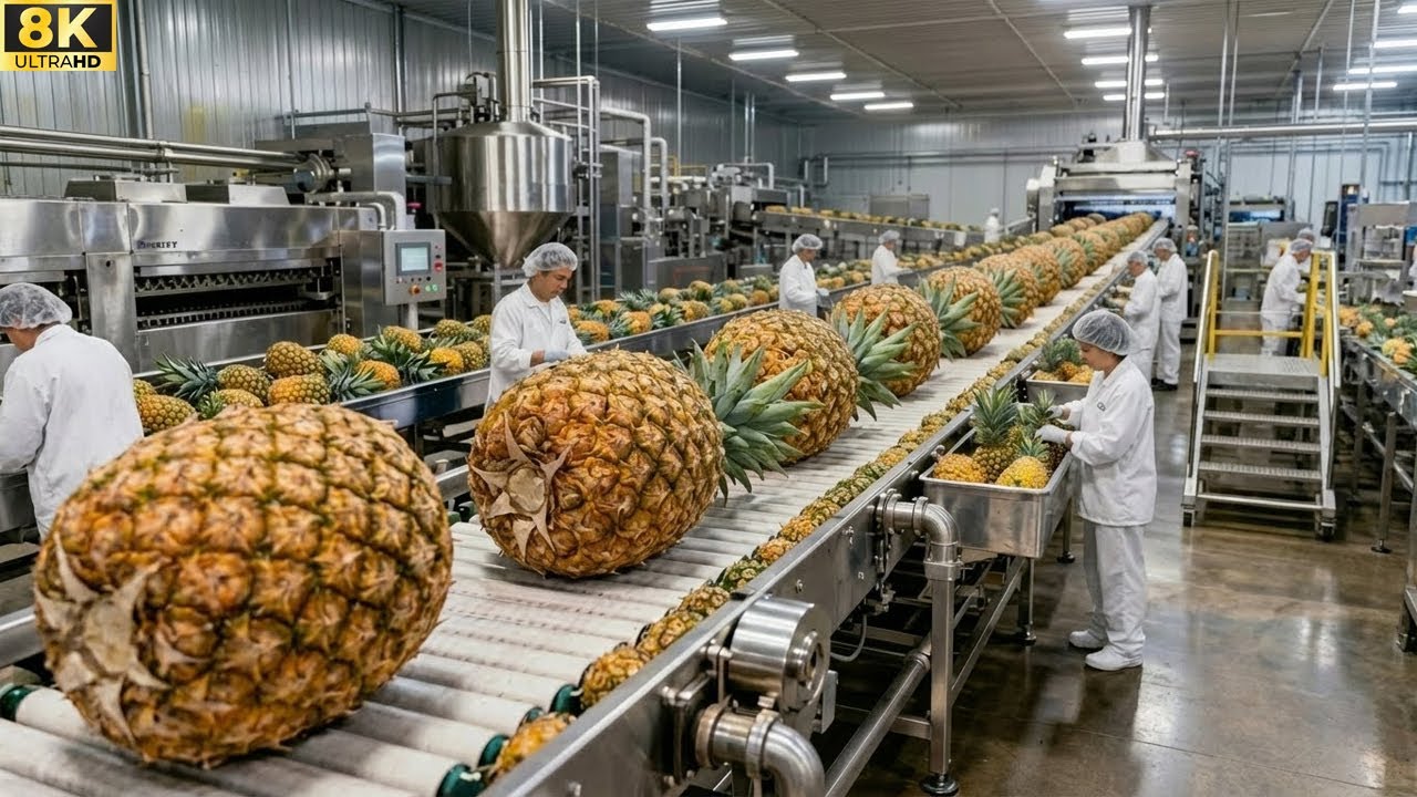 Inside a Modern Pineapple Juice Factory: How They Make Delicious Pineapple Juice (Full Process)