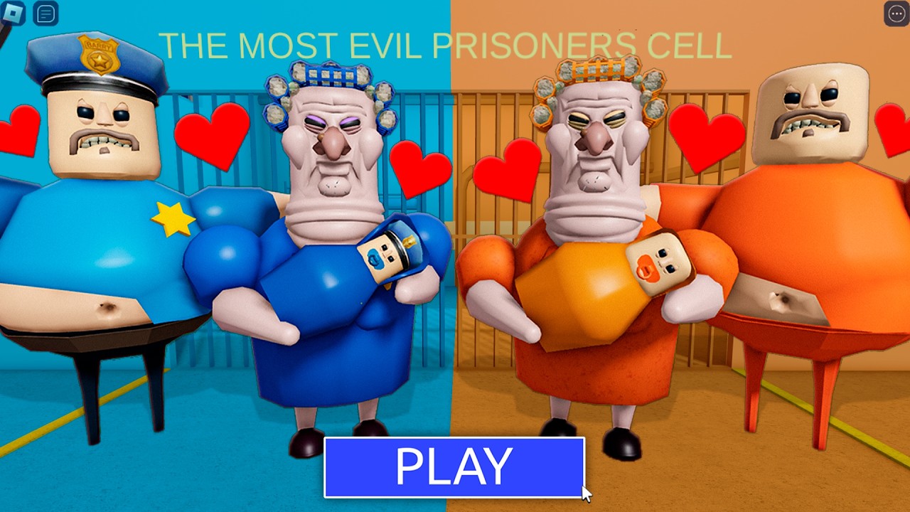 POLICE & PRISONER BARRY FALL IN LOVE WITH GRANDMA? PRISON RUN! NEW Scary Obby (#Roblox)
