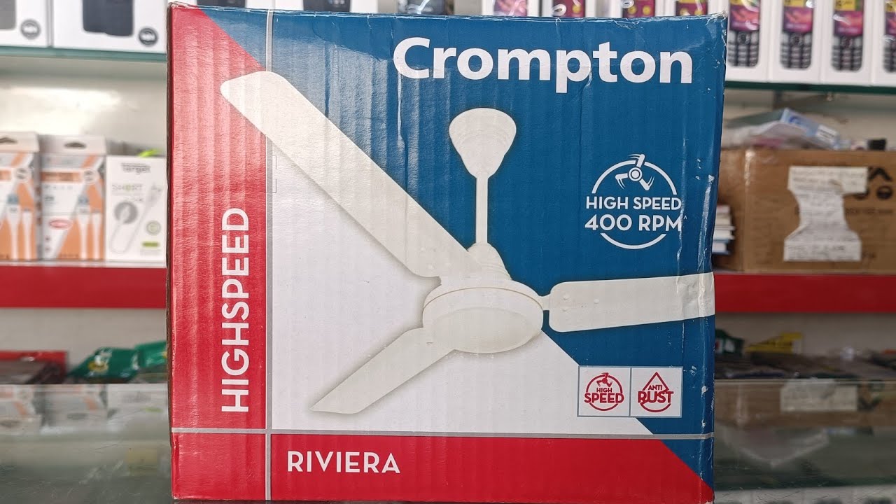 Потолочный вентилятор Crompton RIVIERA 400 об/мин | Высокая скорость | 1200 мм | Коричневый | Ант...