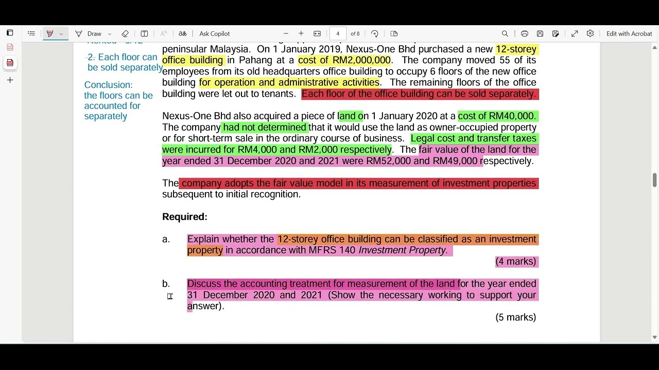 MFRS 140 IP| PROPERTY WITH DUAL USE-WHEN PARTS CAN BE ACCOUNTED FOR SEPARATELY| FAR270|JUL2024 Q2A&B