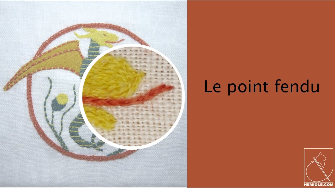 Broderie médiévale : point fendu
