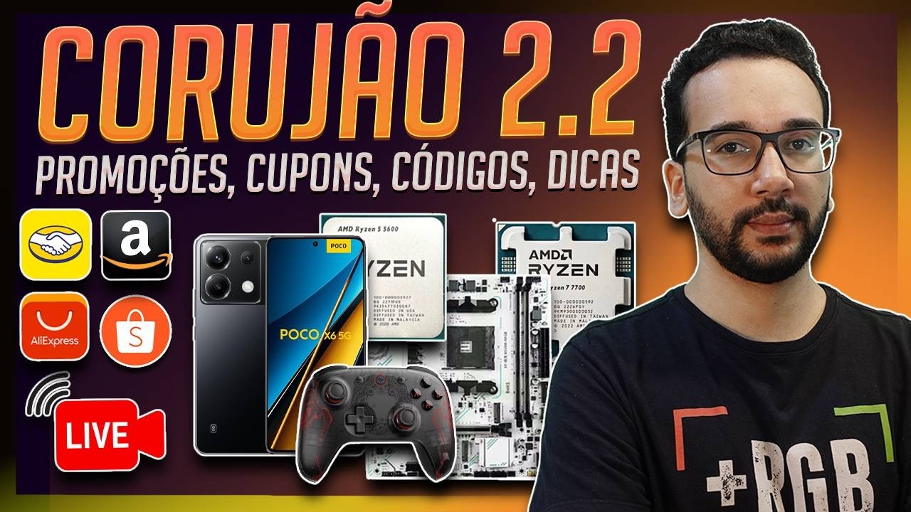 AO VIVO!  Noite de PROMOÇÕES 2.2 Shopee, Mercado Livre, Amazon, AliExpres e mais!
