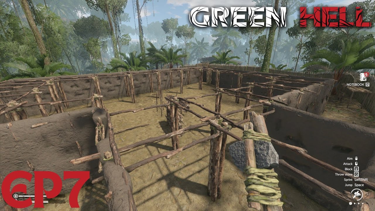 Finishing Our Base Walls And Doors Green Hell Survival Crafting Open World Ep7