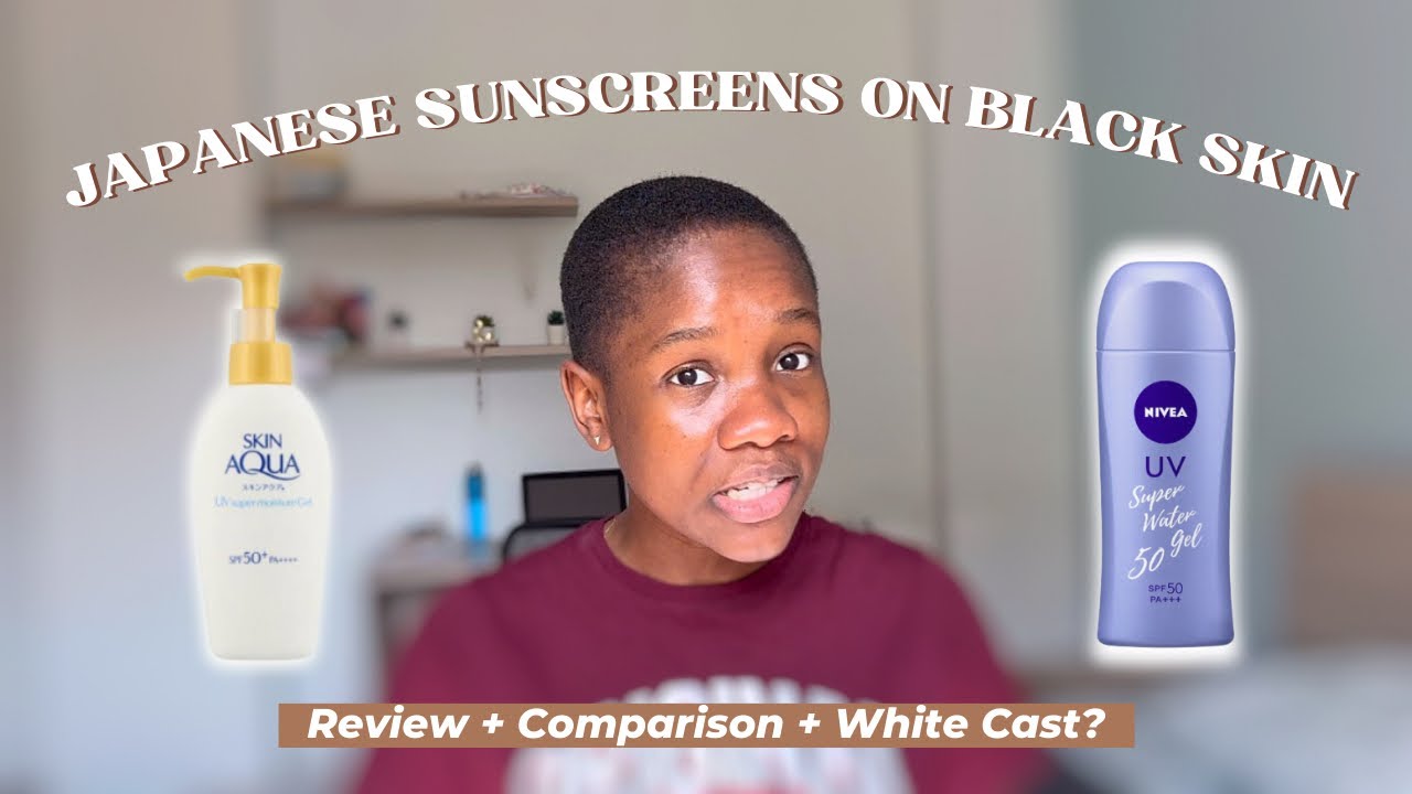 Skin Aqua UV Moisture Gel VS Nivea UV Super Water Gel SPF 50-Japanese Sunscreen Review on Dark Skin