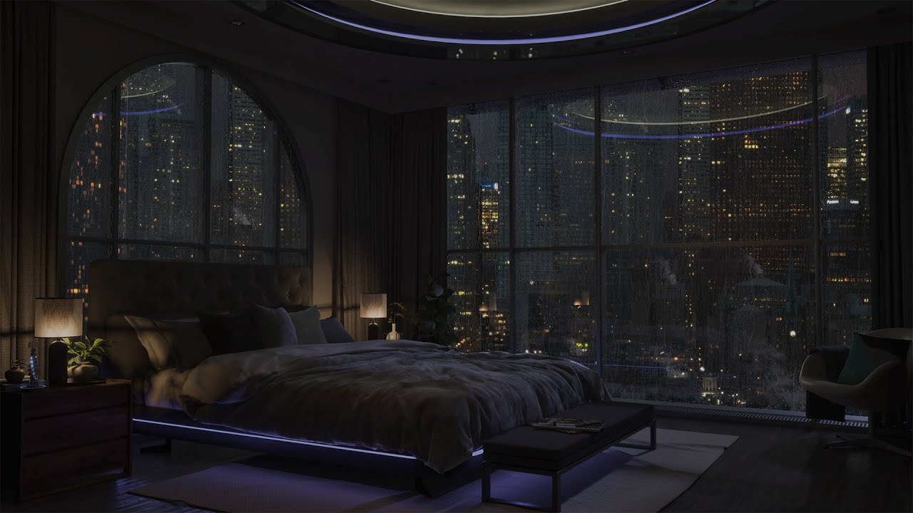 Spend The Night In This Exclusive Luxury Apartment | Heavy Rain & Wind Sounds For Sleeping