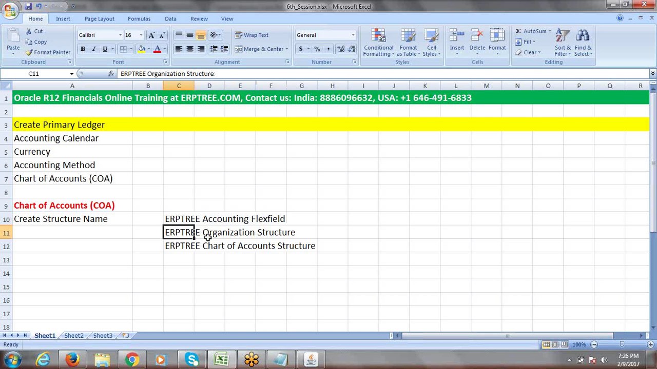 Oracle R12 Financials Training | Chart of Accounts Creation | 6th Session