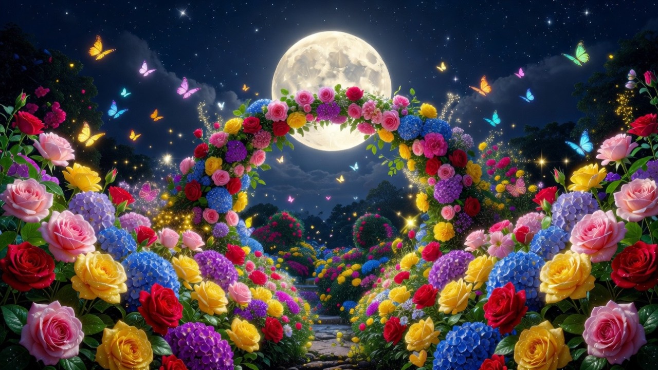 Magical Moon Garden 🌸 Relaxing Night Piano & Nature Sounds