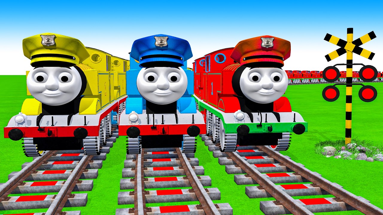 【踏切アニメ】あぶない電車 5 TRAIN THOMAS 🚦 Fumikiri 3D Railroad Crossing Animation #1million #1