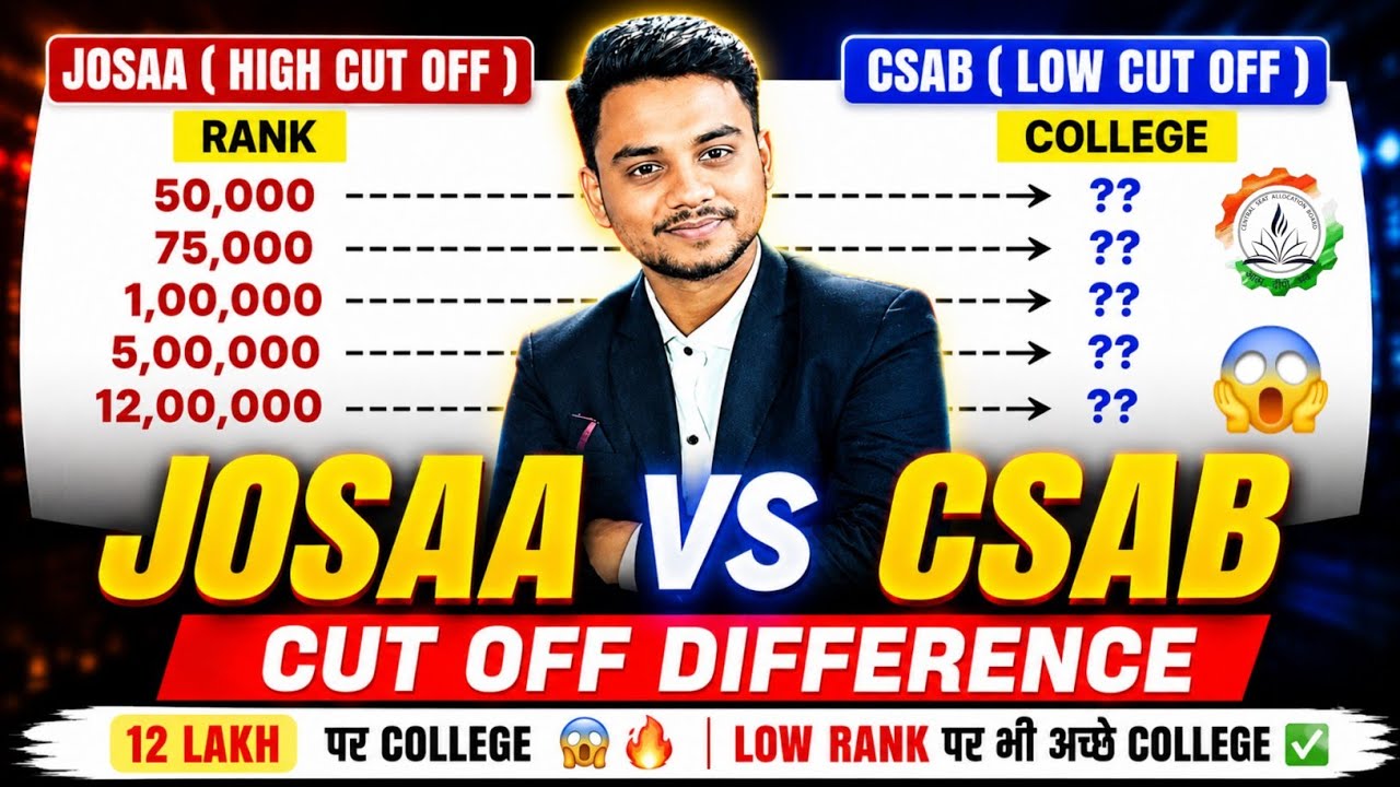 CSAB Counselling 2026 : JOSAA Vs CSAB Cut off Difference | CSAB Cut off 2026 | NIT/IIIT/GFTI Cut off