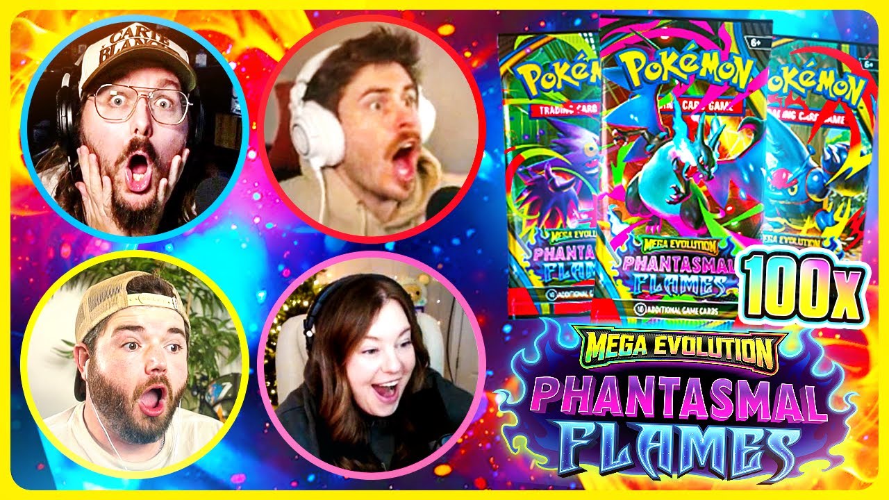 CAN YOU PULL THE MEGA CHARIZARD in 100 PACKS of PHANTASMAL FLAMES!? (ft. BigJiggly, Pasta, Brine)