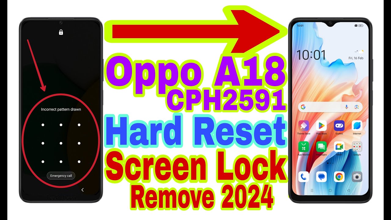 Oppo A18 (CPH2591) Remove Screen Lock/Hard Reset 2024 || Unlock Pattern/Pin/Password 100% Working