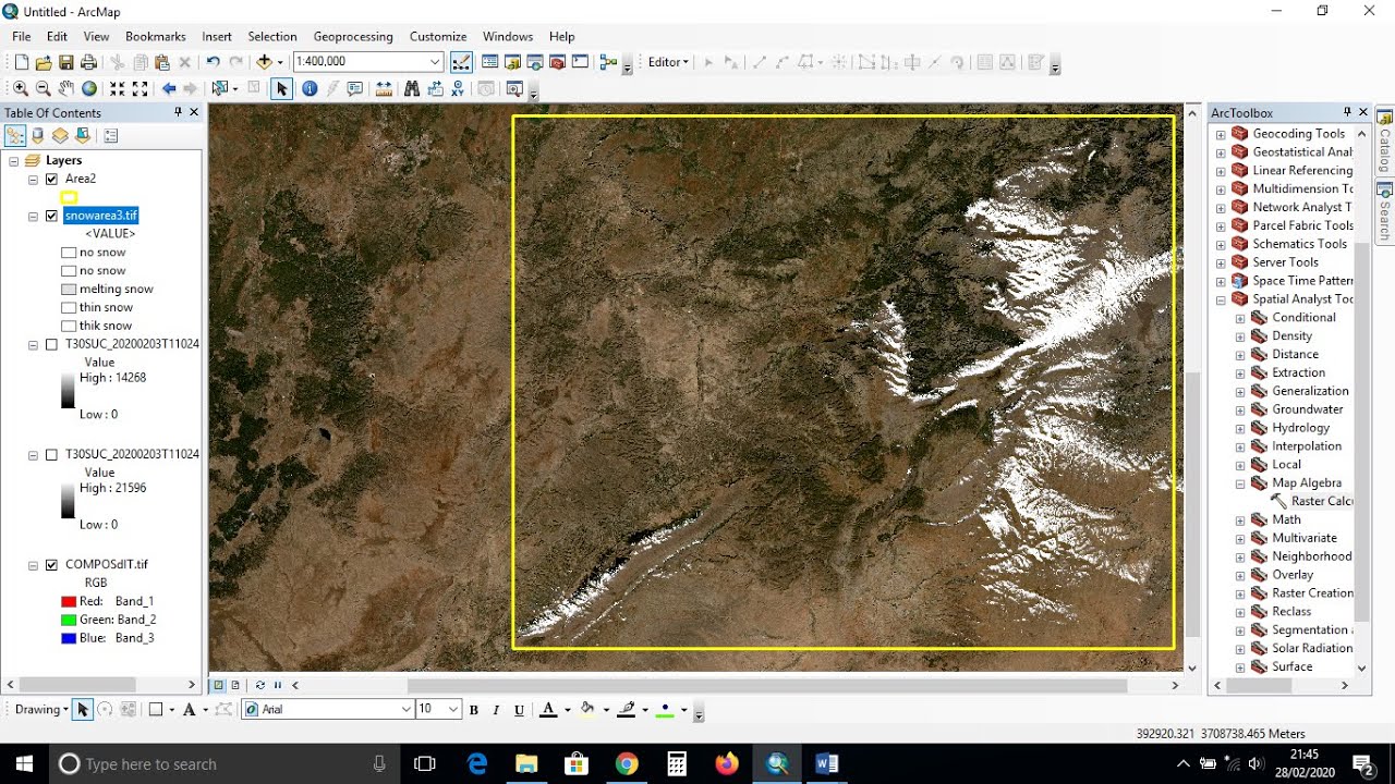 How to calculate Normalised Difference Snow Index from Sentinel 2A in ArcGIS